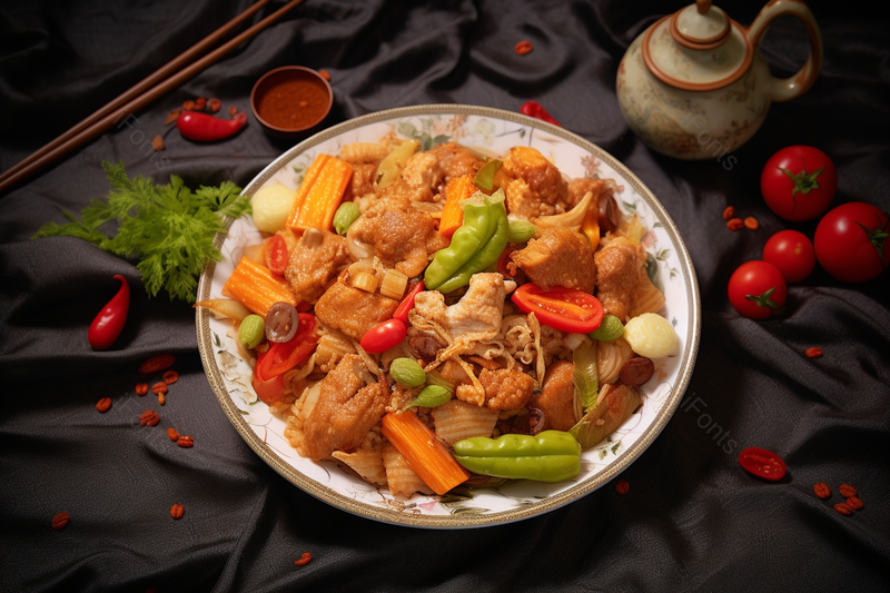 餐饮美食整盘麻辣香锅川系菜肴,高清,摄影图,摄影图片,图片大全,摄影图免费下载